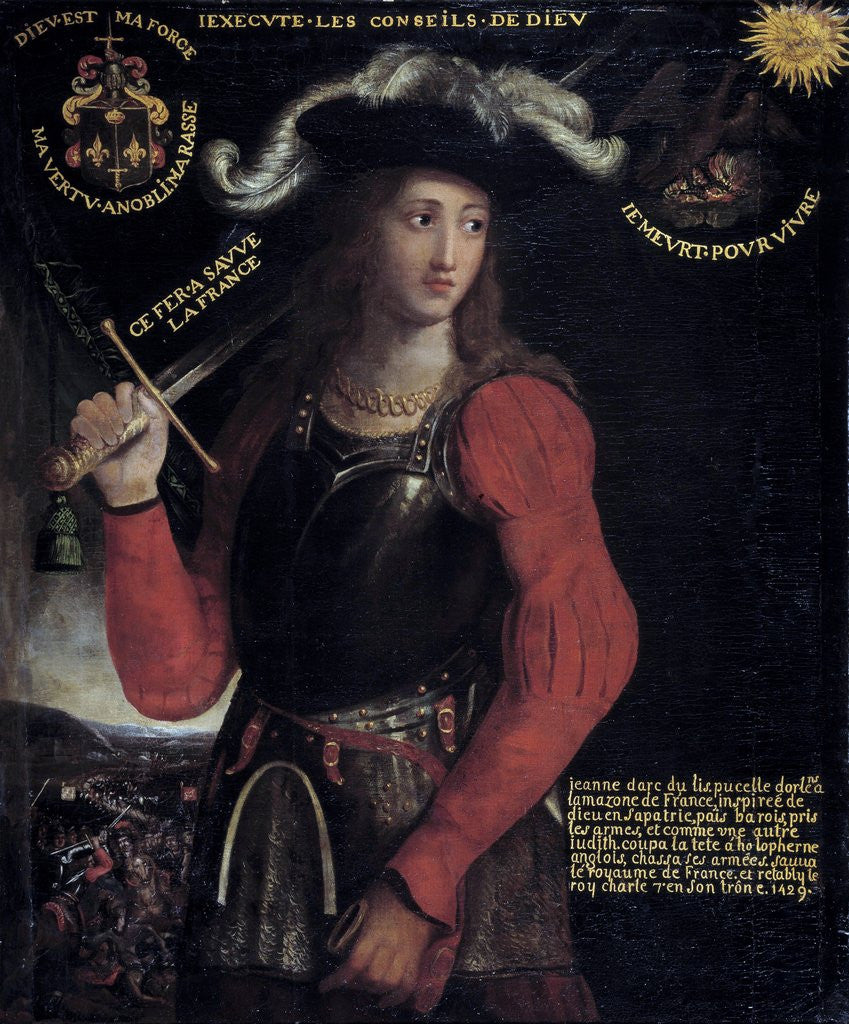 Detail of Portrait of Joan of Arc in war costume by Anonymous