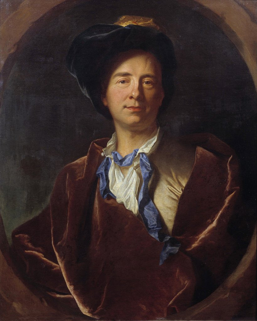 Detail of Portrait of Bernard Le Bouyer de Fontenelle by Hyacinthe Rigaud