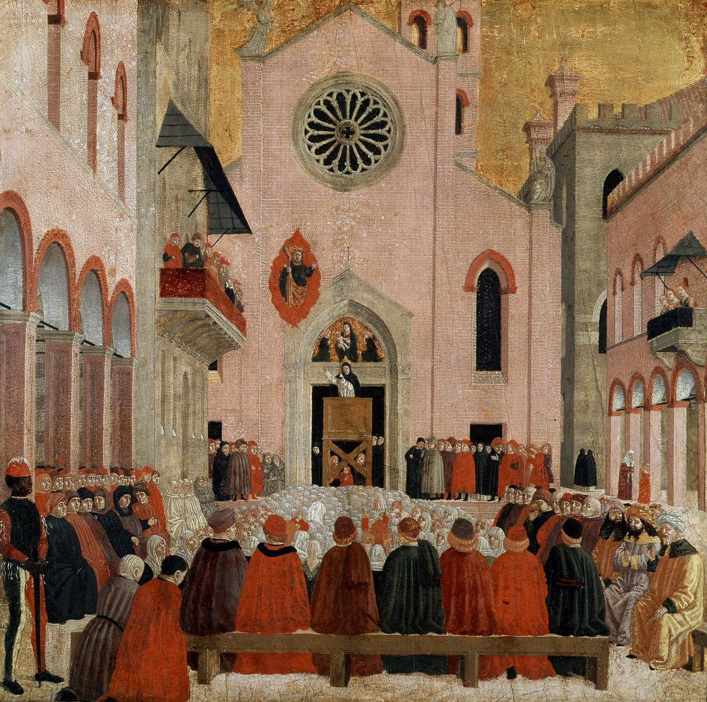 Detail of St Vincent Ferrer preaching before a Pope by Bartolomeo degli Erri