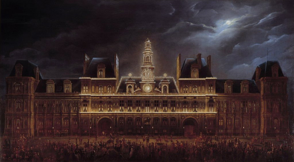 Detail of Illuminations at the Paris City Hall in honour of King's day by Auguste Jean Simon Roux