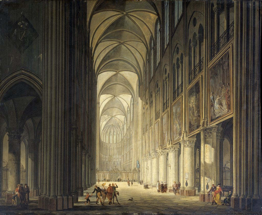 Detail of Interior view of the cathedral Notre Dame de Paris by J. F. Depelchin