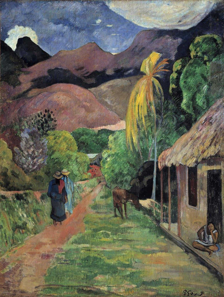 Detail of A street in Tahiti by Paul Gauguin