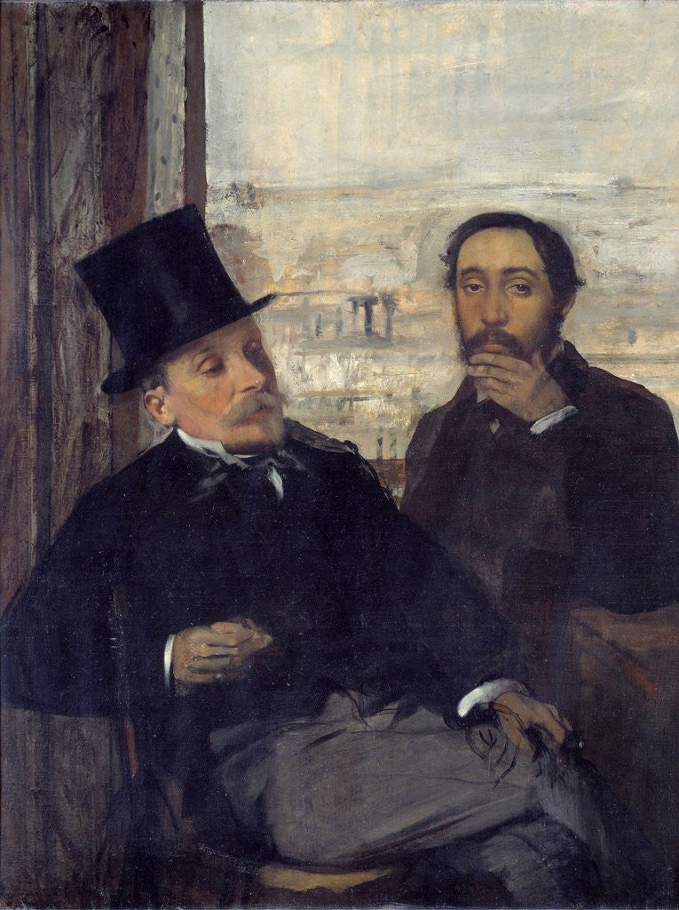 Detail of Self-portrait with the painter Evariste de Valernes by Edgar Degas