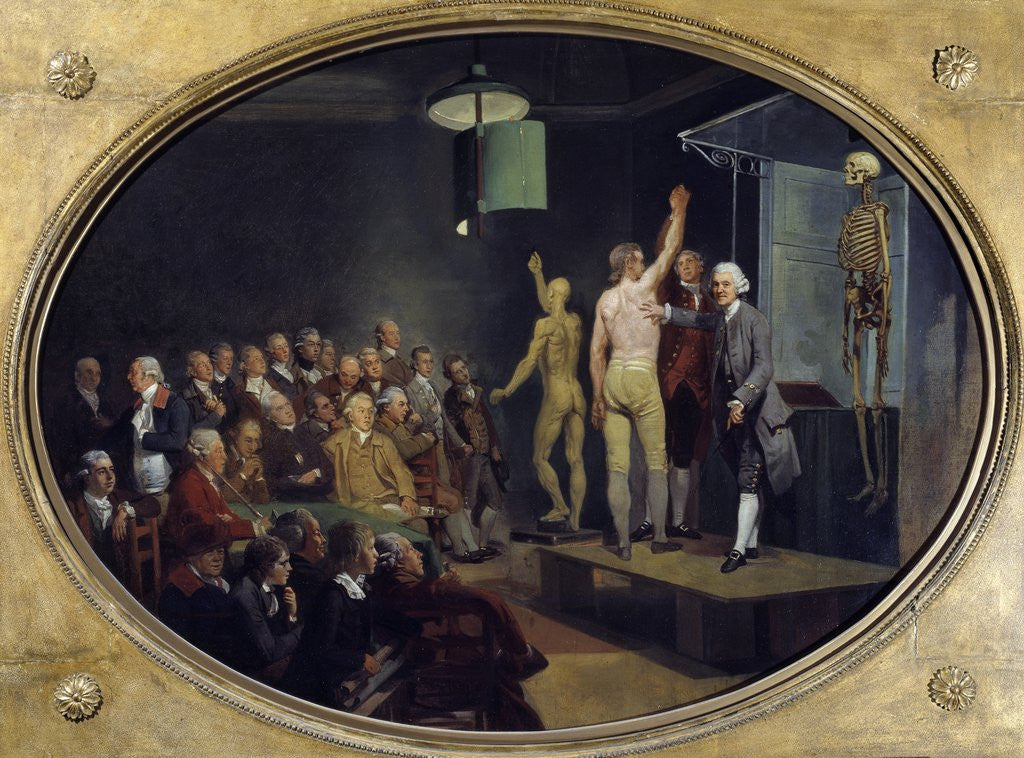 Detail of William Hunter teaching anatomy at the Royal Academy by Johann Zoffany