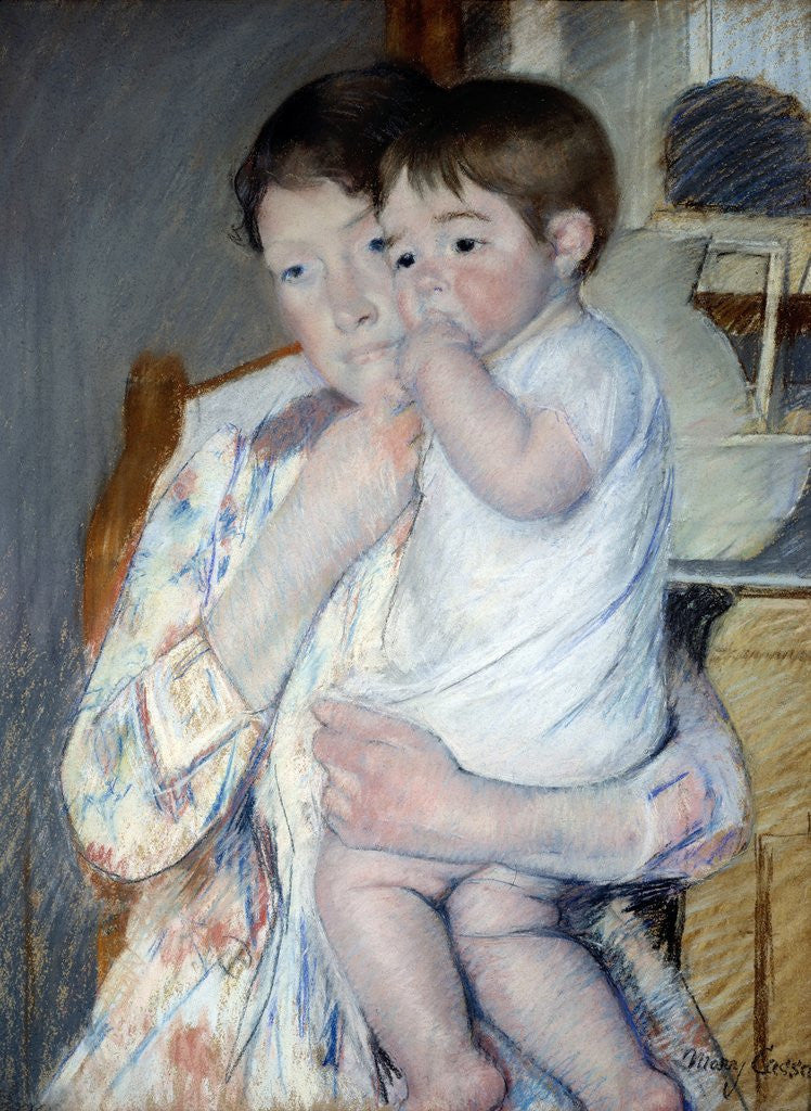 Detail of Mother and child by Mary Cassatt