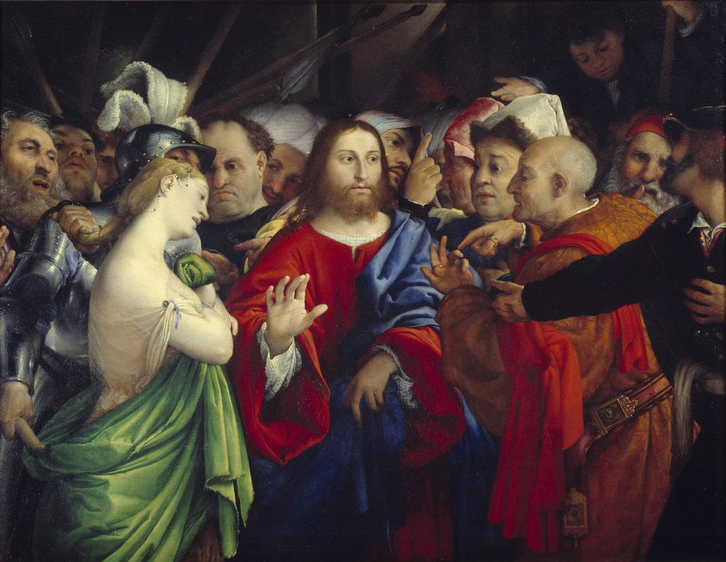 Detail of Christ and the Woman Taken in Adultery by Lorenzo Lotto