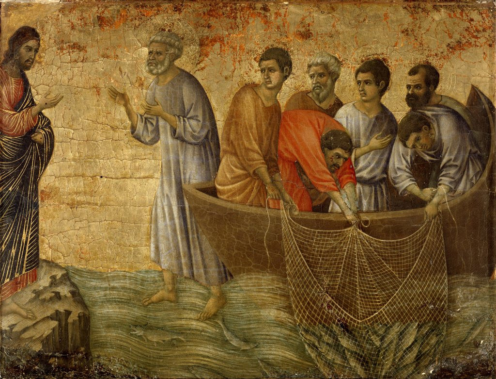Detail of The Apparition on the Lake of Tiberiade by Duccio di Buoninsegna