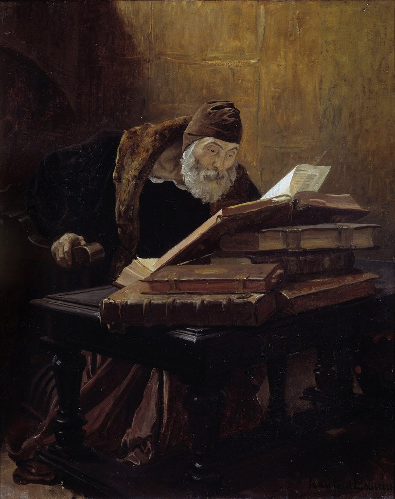 Detail of The old scientist by Jean Paul Laurens