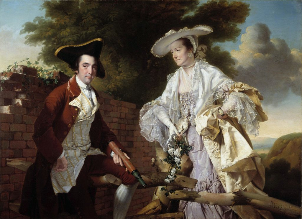 Detail of Portrait of Peter Perez Burdett and his wife Hannah by Joseph Wright of Derby