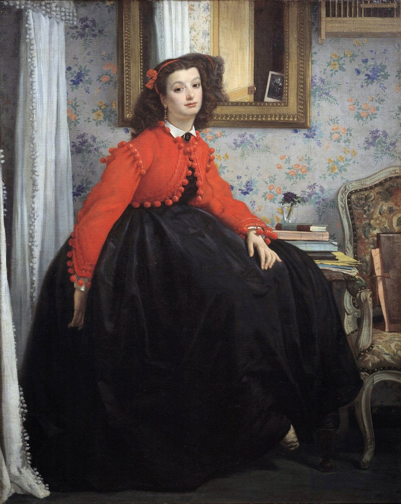 Detail of Portrait of Miss L.L. or Young woman in a red jacket by James Tissot