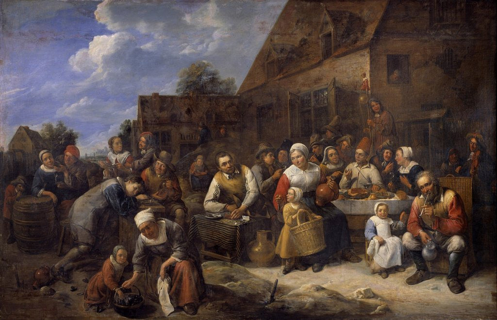 Detail of A village banquet by Gillis Van Tilborgh