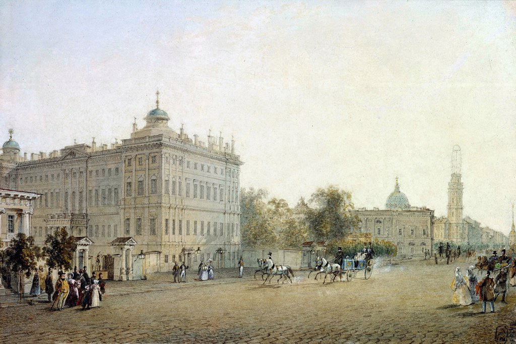 Detail of View of Nevsky Prospekt in Saint Petersburg by Vasily Sadovnikov
