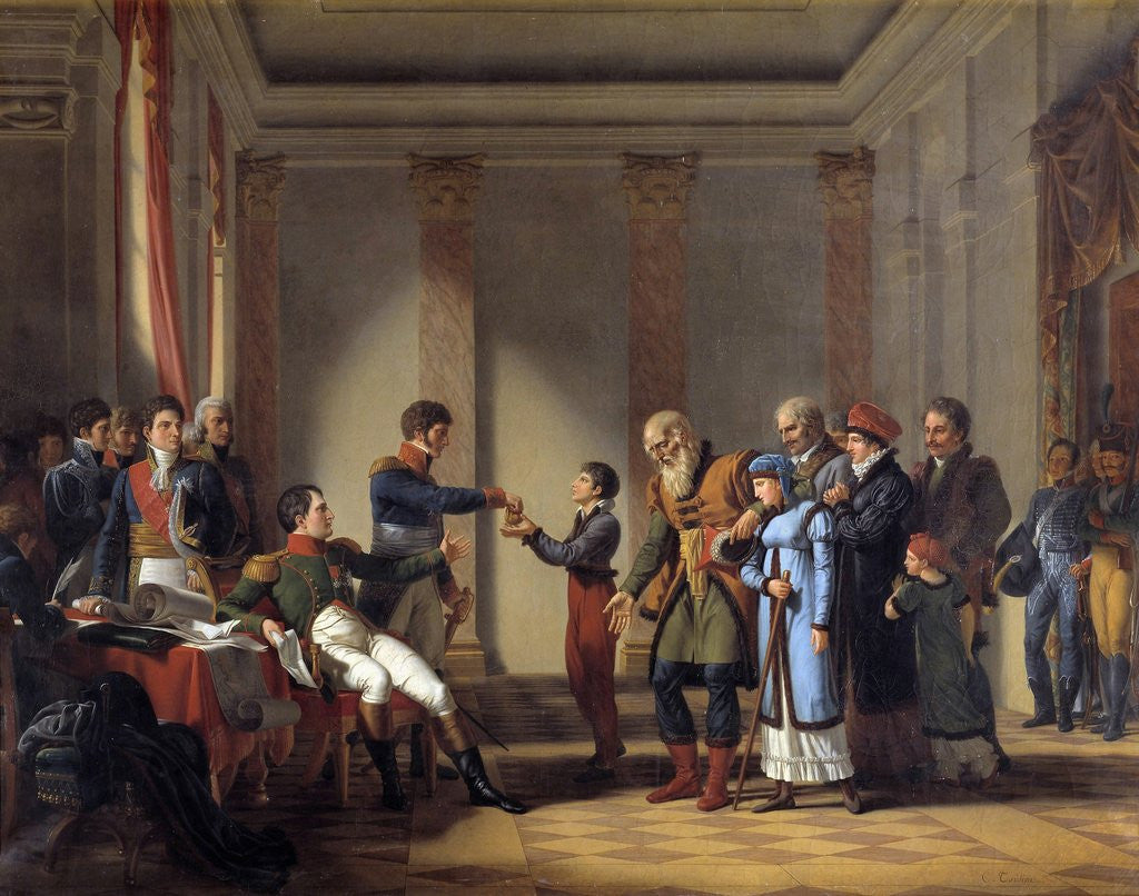 Detail of Benevolent act of the Emperor Napoleon I during the Polish camp by Jean Charles Tardieu