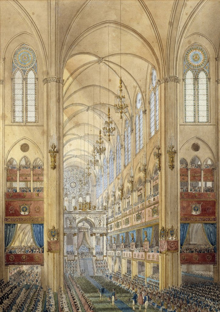 Detail of Interior of the Notre Dame Cathedral in Paris during the coronation of Napoleon I by Anonymous