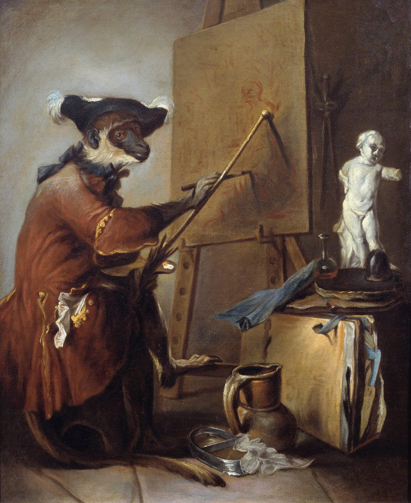 Detail of The Monkey Painter by Jean Baptiste Simeon Chardin