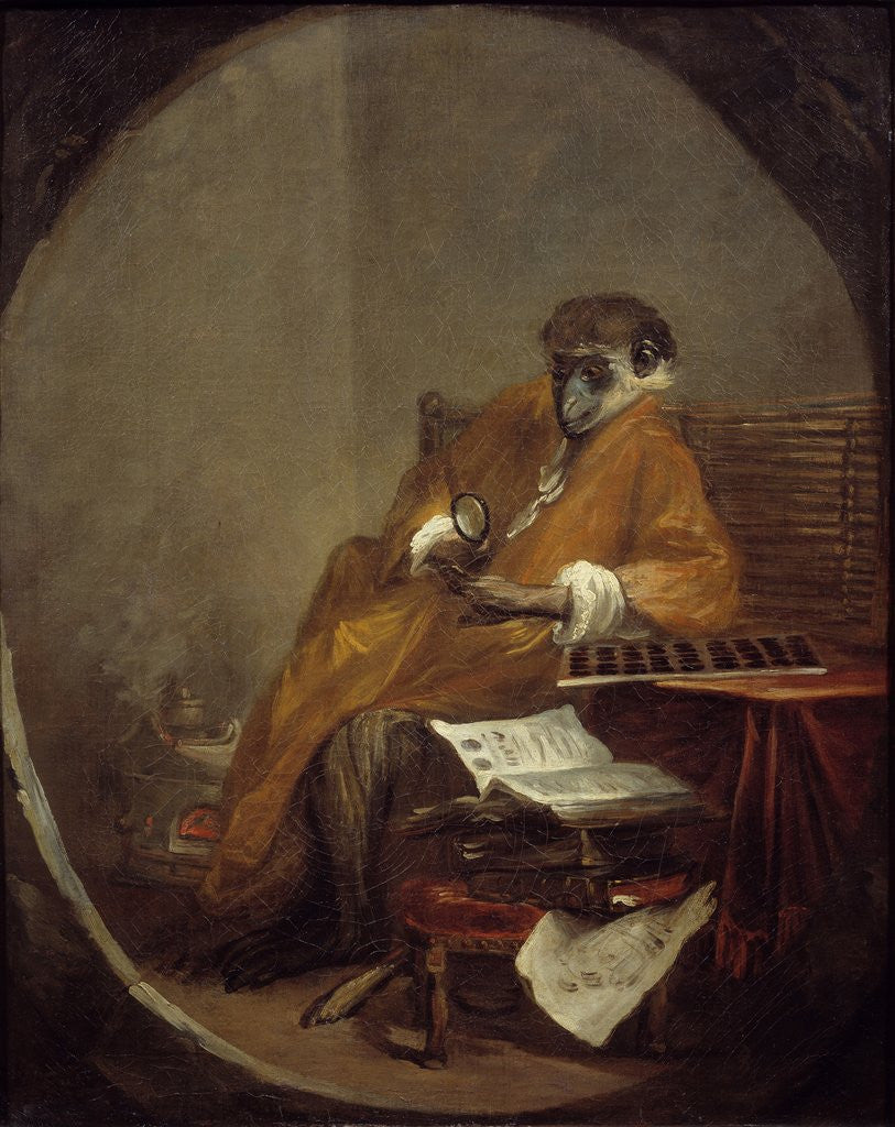 Detail of The Monkey Antiquarian by Jean Baptiste Simeon Chardin