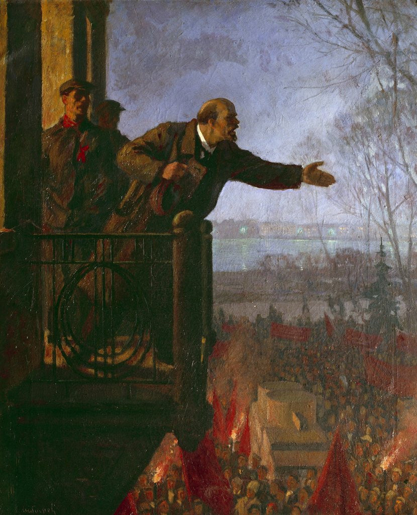 Detail of Lenin on the balcony of the Kschessinska Mansion by Anonymous