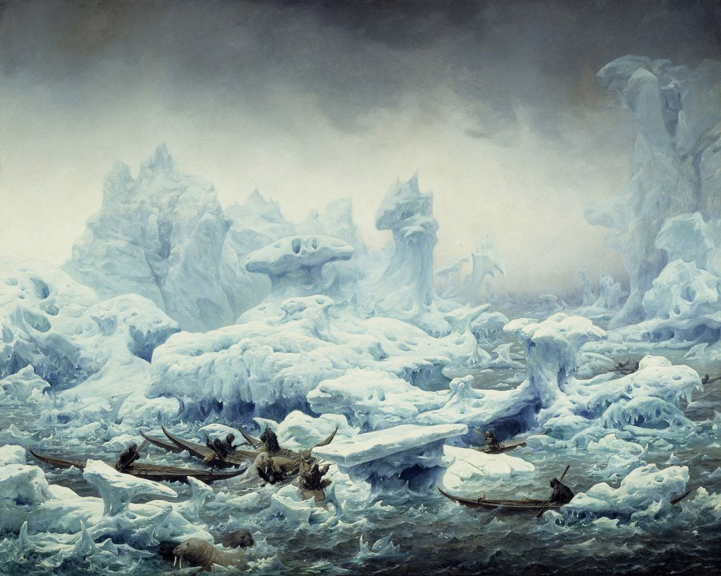 Detail of Fishing for Walrus in the Arctic Ocean by Francois-Auguste Biard
