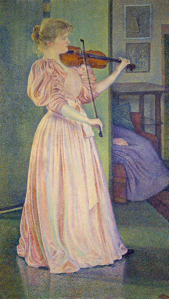 Detail of Portrait of Irma Sethe playing violin by Theo van Rysselberghe
