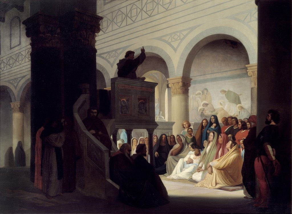 Detail of Savonarola preaching in San Miniato, Florence by Hippolyte Flandrin