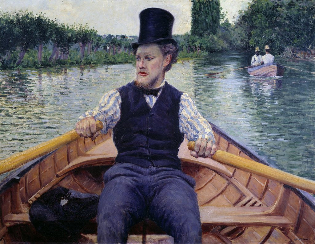 Detail of Rower in a Top Hat by Gustave Caillebotte