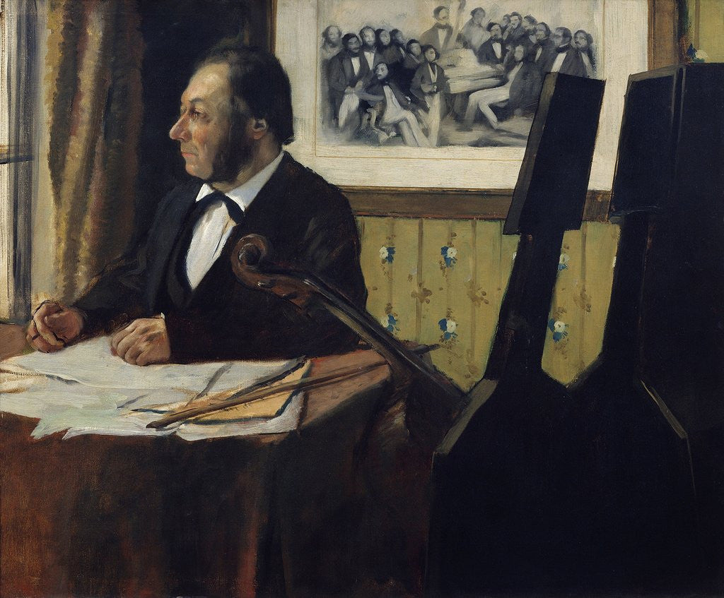 Detail of Portrait of the cellist Pilet by Edgar Degas