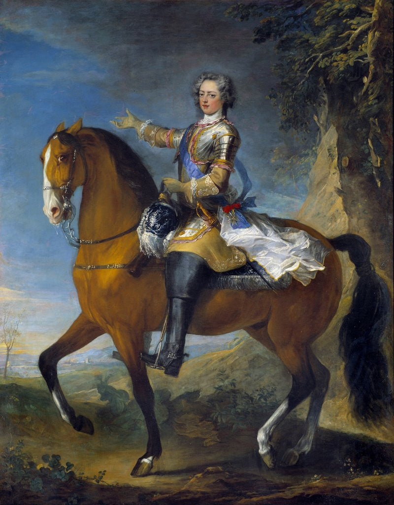 Detail of Portrait of Louis XV at the age of thirteen by Jean Baptiste van Loo and Charles Parrocel