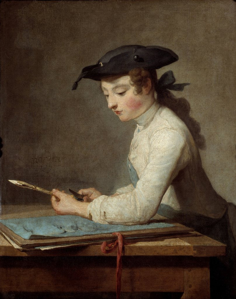 Detail of The Young Draughtsman by Jean Baptiste Simeon Chardin