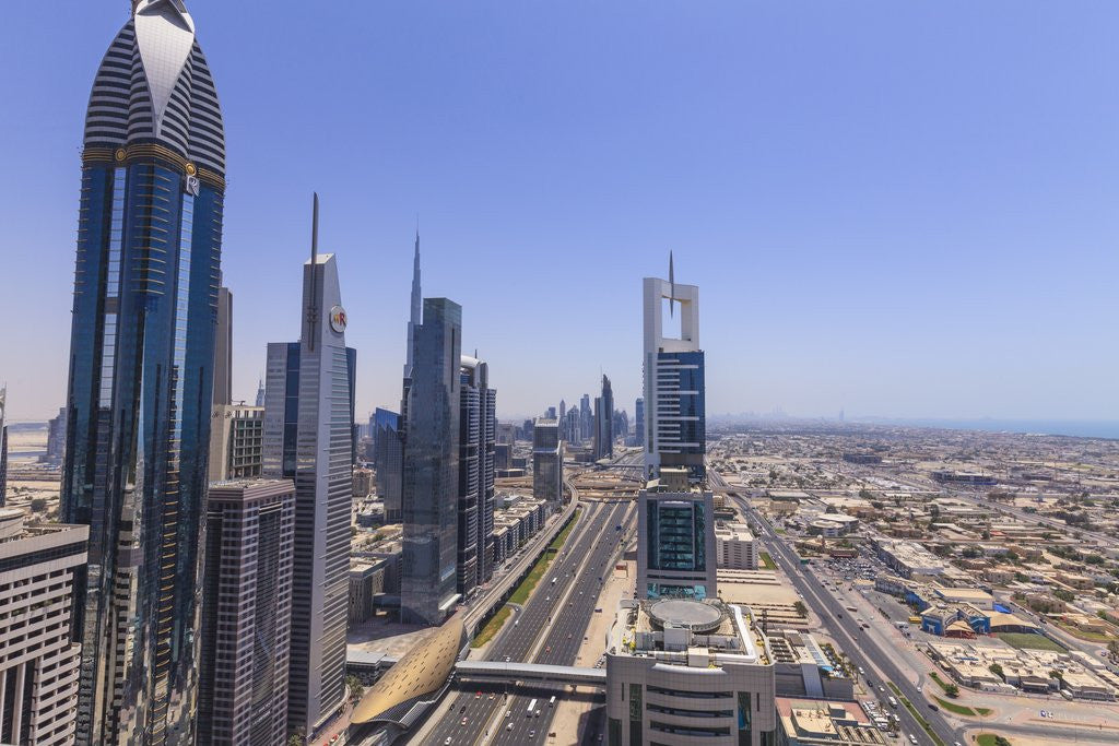 Detail of Dubai cityscape on Sheikh Zayed Road by Anonymous
