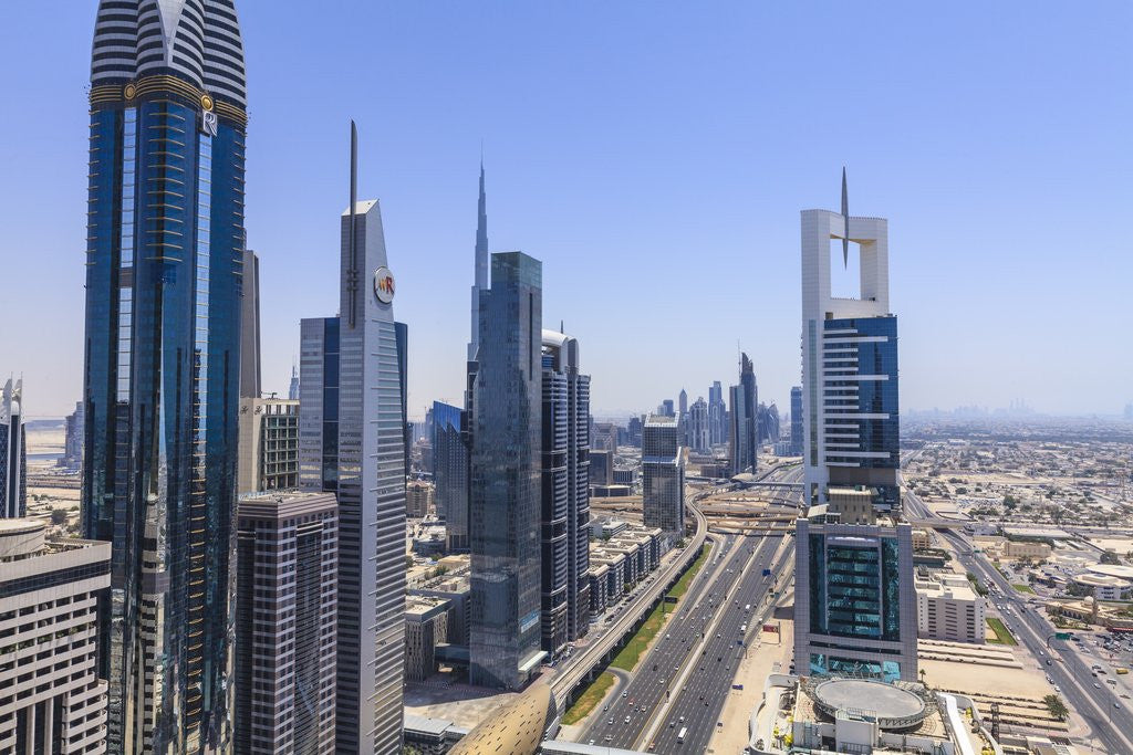 Detail of Dubai cityscape on Sheikh Zayed Road by Anonymous