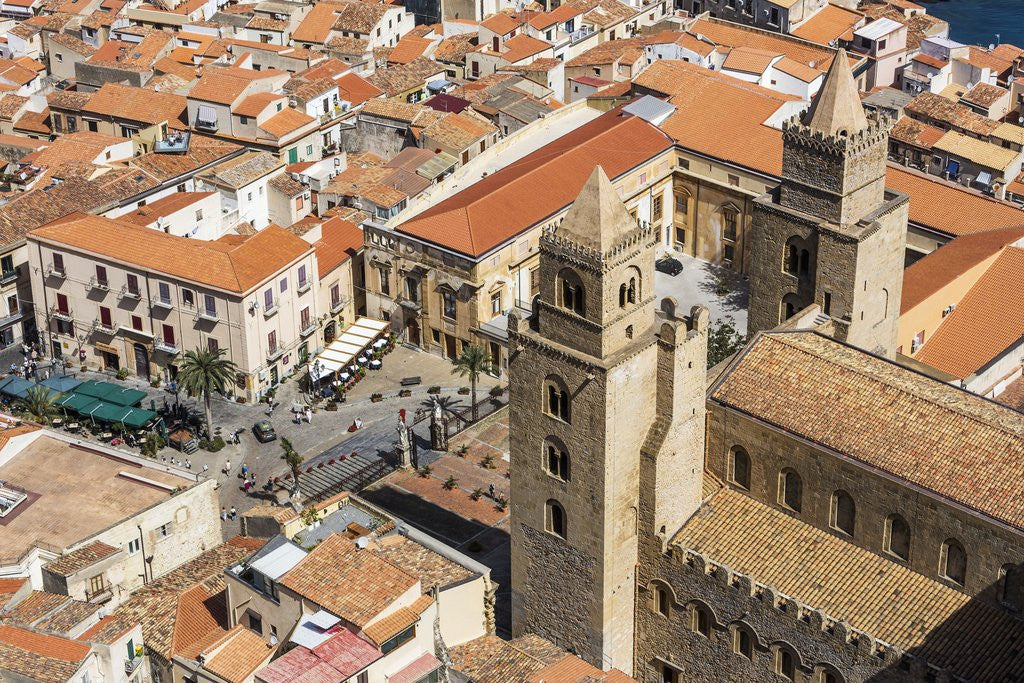 Detail of The roofs of old town and the towers of the Duomo (Cathedral) from the Rocca (fortress) by Corbis