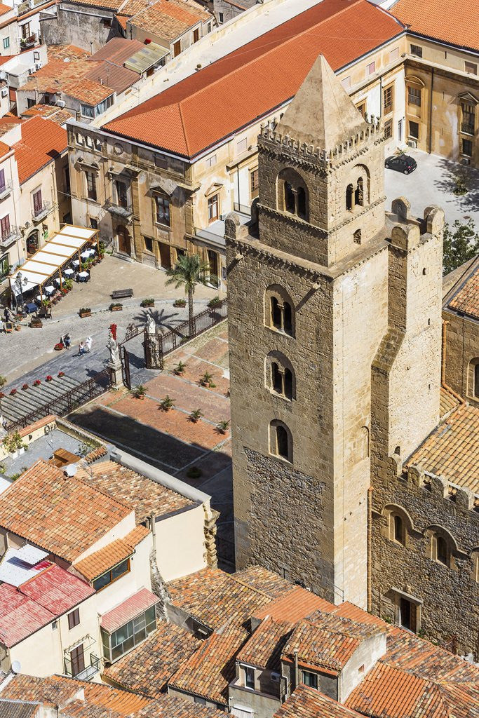 Detail of The roofs of old town and one of the towers of the Duomo (Cathedral) from the Rocca (fortress) by Anonymous