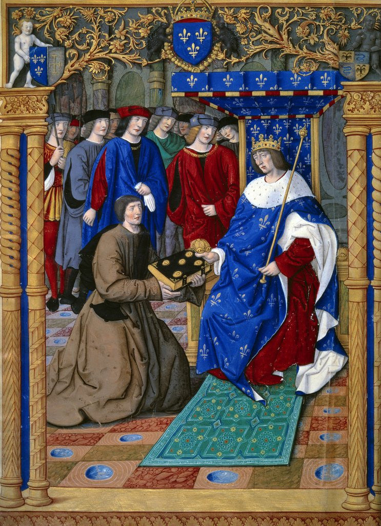 Detail of Petrarch presenting his book to King Louis XII of France, by Jean Pichore