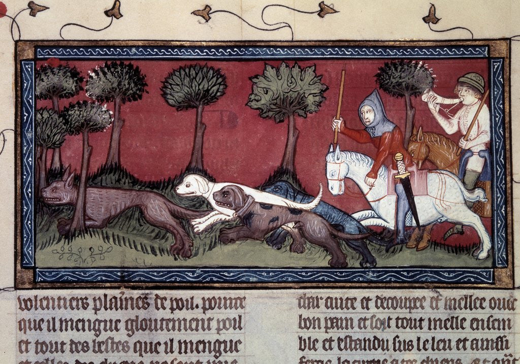 Detail of Fox hunting, 14th century by Anonymous