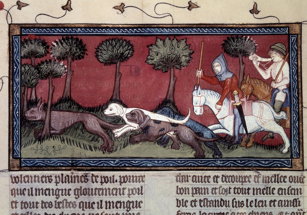 Detail of Fox hunting, 14th century by Corbis