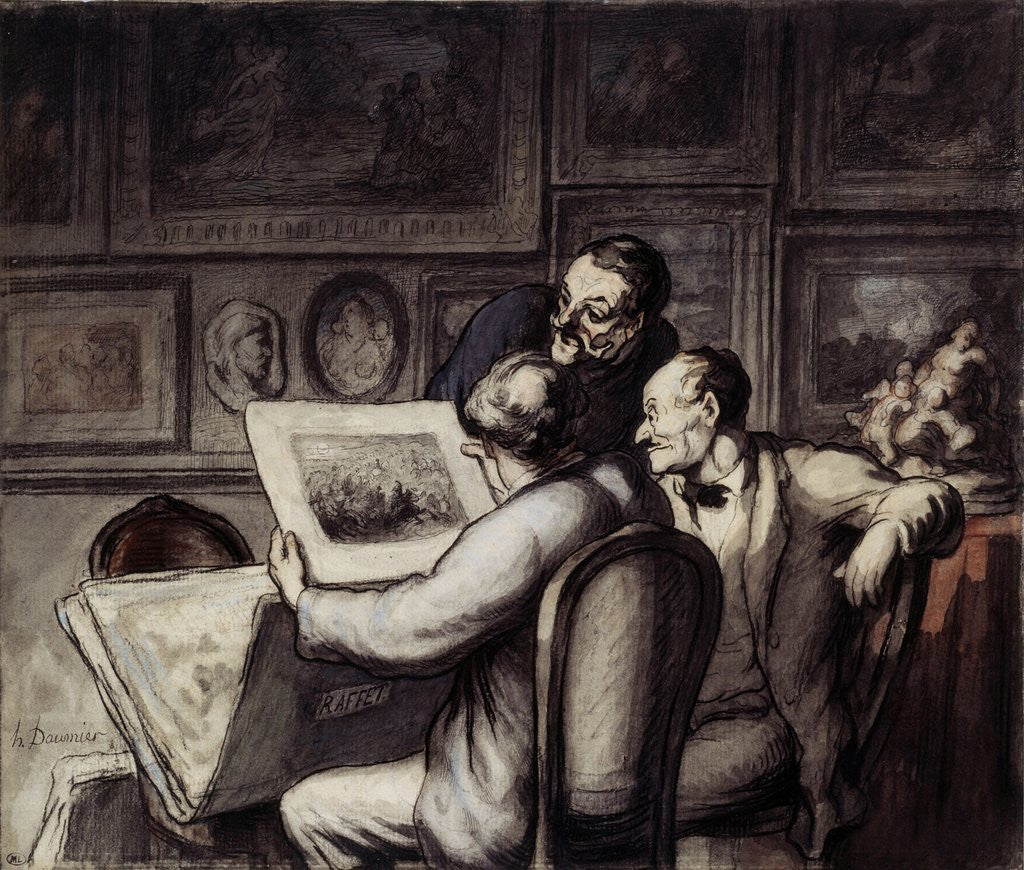 Detail of Lovers of prints by Honore Daumier