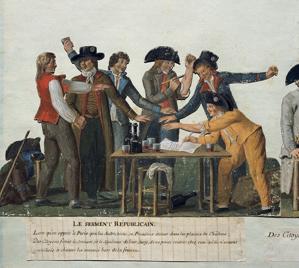 Detail of The Republican oath being signed in blood oath by Lesueur brothers
