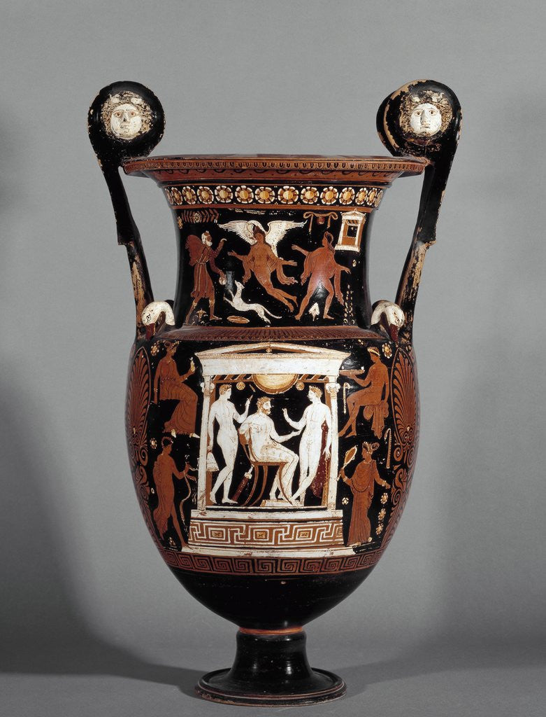 Detail of Krater decorated with a bearded man sitting among two standing y by Anonymous
