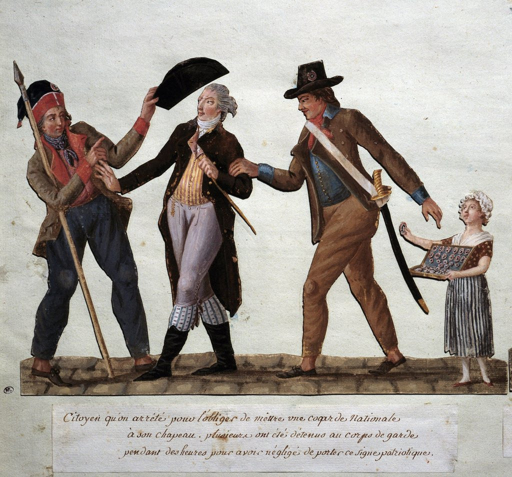Detail of Citizen arrested to force him to put the national cockade on his hat by Anonymous