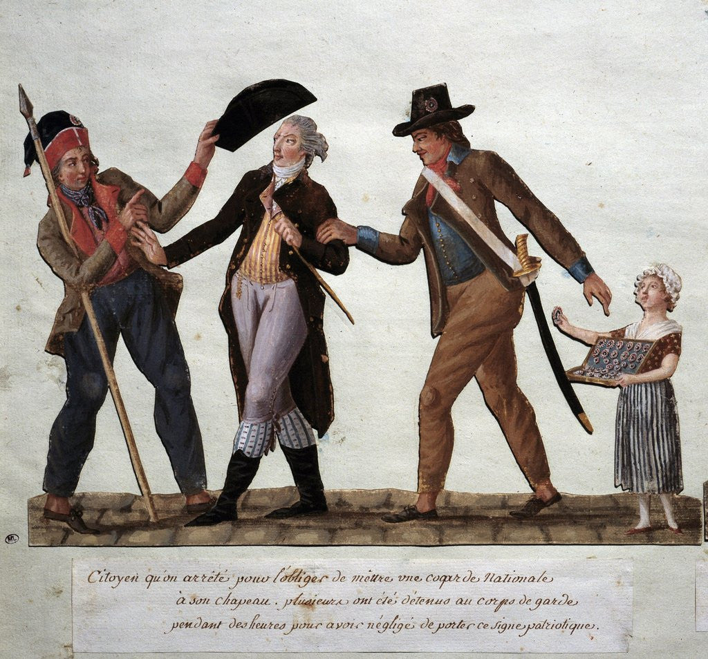 Detail of Citizen arrested to force him to put the national cockade on his hat by Corbis