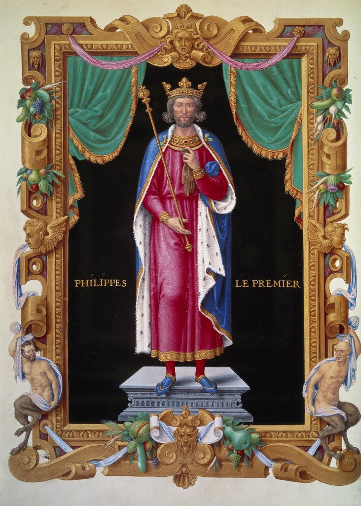 Detail of Full-length portrait of King Philip I of France by Jean du Till