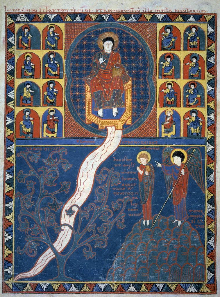 Detail of The Angel showing St. John the river of life flowing by Anonymous