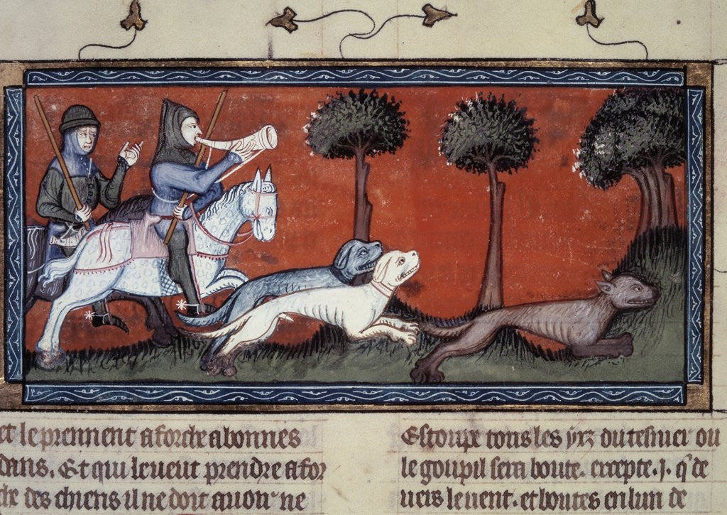 Detail of Wolf hunting, 14th century by Anonymous