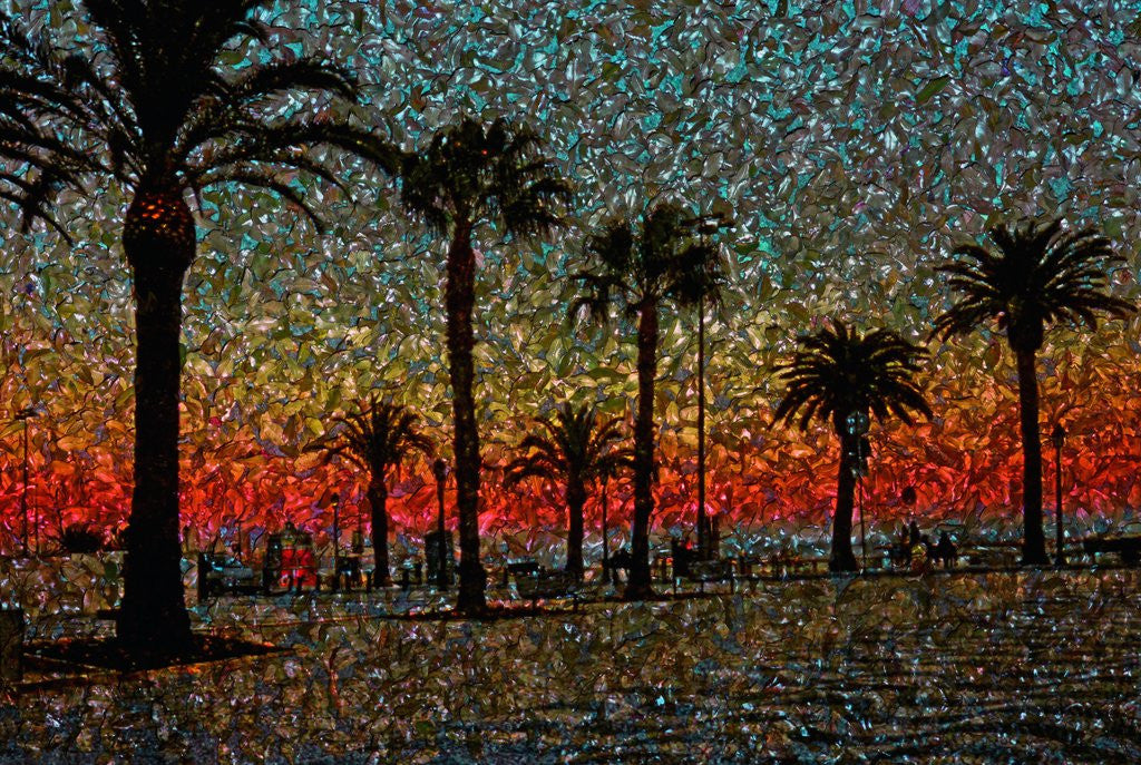 Detail of Sunset and Coconut Trees by Anonymous