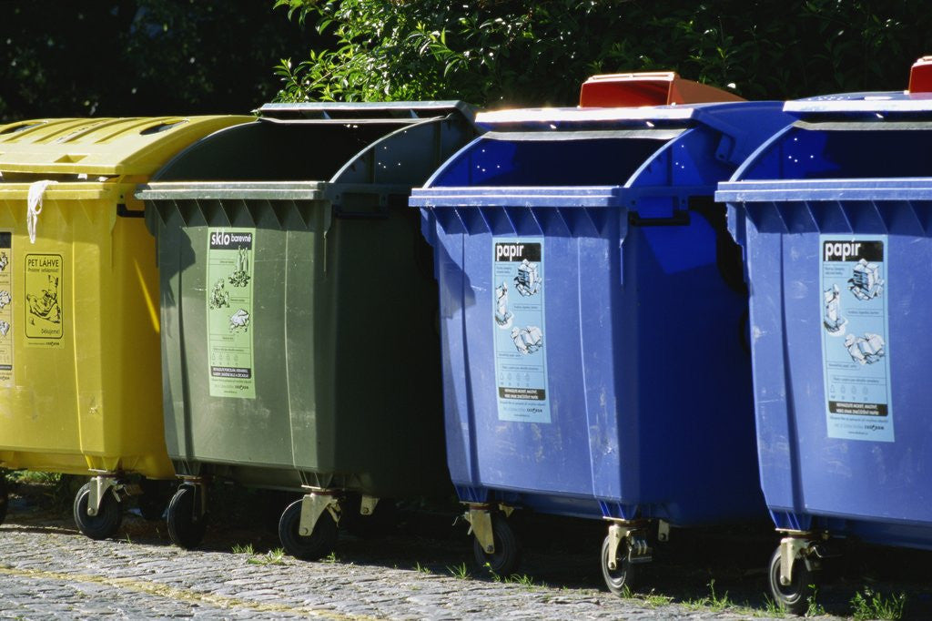 Detail of Recycling Rubbish Containers, Cesky Krumlov, Czech Republic by Anonymous