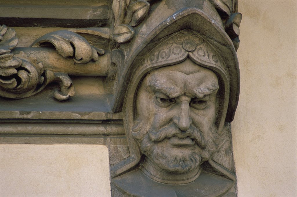 Detail of Face, Sculpture, Sukiennice, Cloth Hall, Market Square, Krakow, Poland by Anonymous