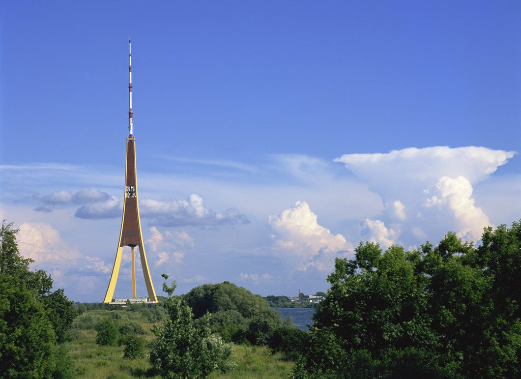 Detail of Riga Radio and TV Tower, Daugava River, Riga, Latvia by Anonymous