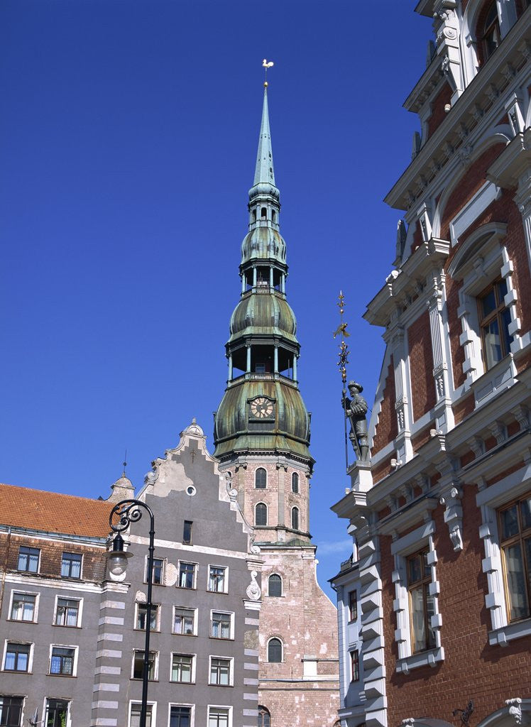 Detail of Town Hall Square, Blackheads House, St. Peter's Church, Riga, Latvia by Corbis