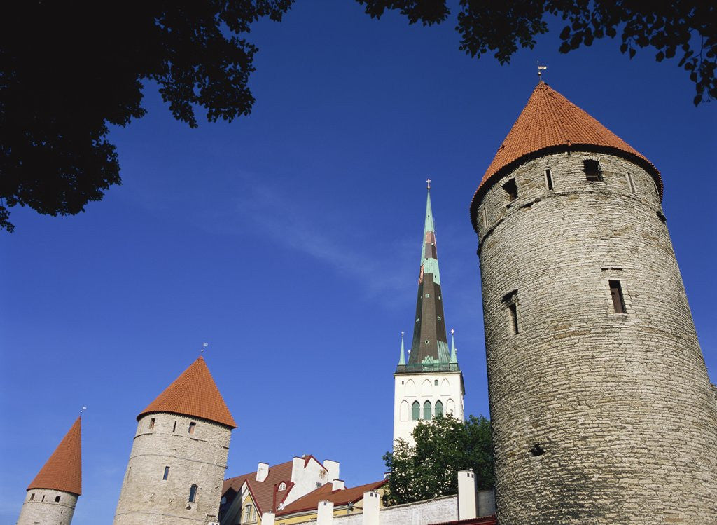 Detail of Oleviste Church, Old Town Wall, Old Town, Tallinn, Estonia by Corbis