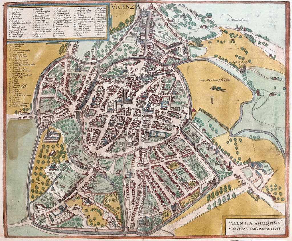 Detail of Map of Vicenza from Civitates Orbis Terrarum by Anonymous